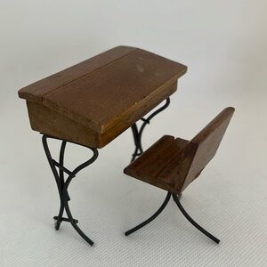 Dollhouse furniture schoolhouse desk and chair vintage